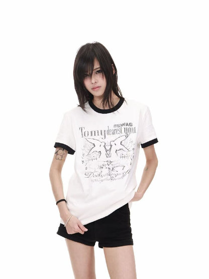 Contrast Patchwork Crew T-Shirt【s0000018214】