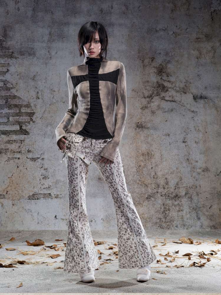 Straight-Leg Flared Low-Rise Pants【s0000014487】