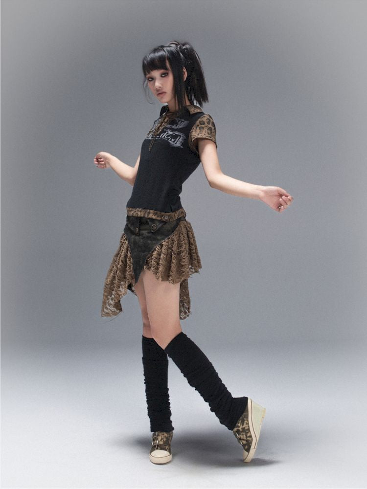 POLO NECK COLLISION COLOR SLEEVE TOP [S0000008468]