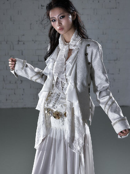Streamer Snood Chiffon Leather Jacket【s0000015942】