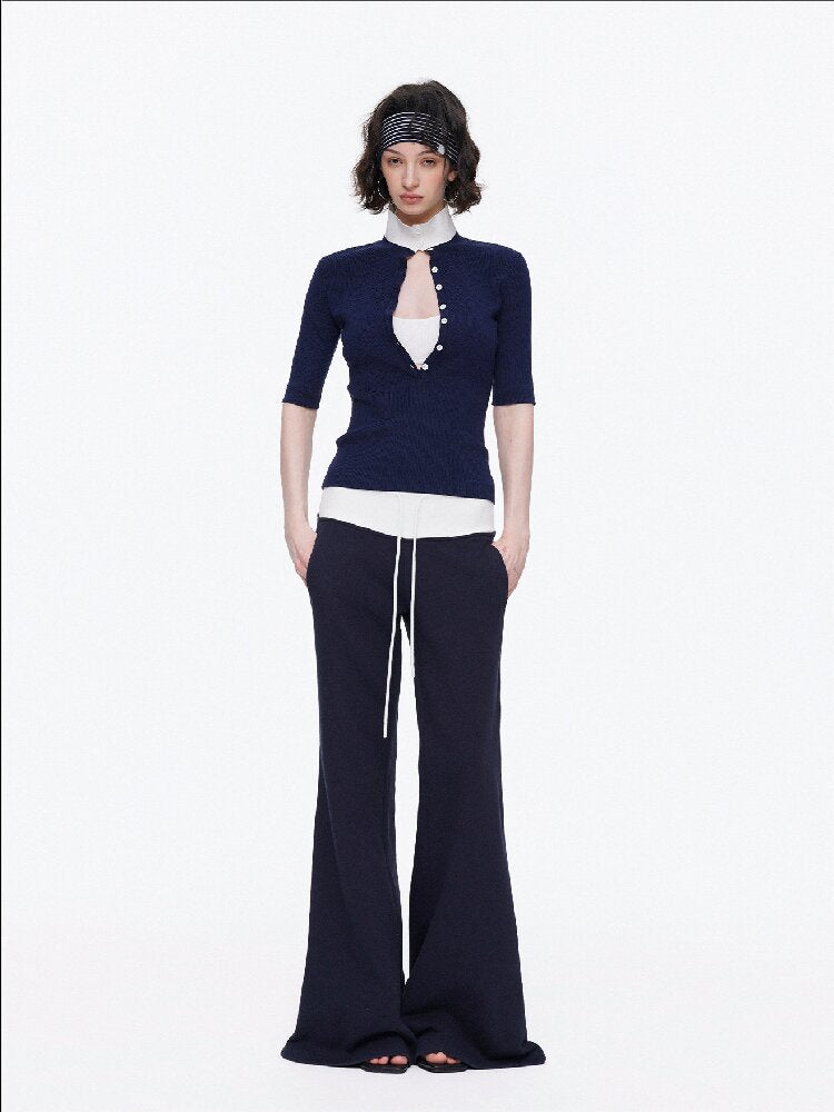 Lyocell Contrast Knitted Top【s0000015923】