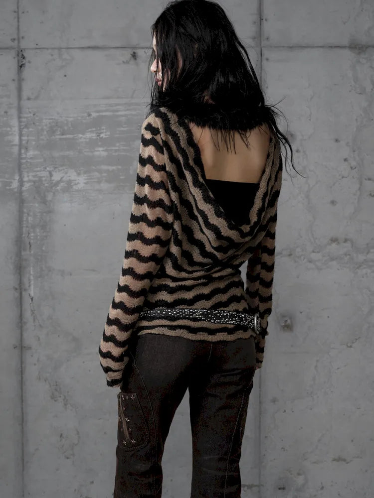 Two-Piece Set Striped Knit Top【s0000013953】