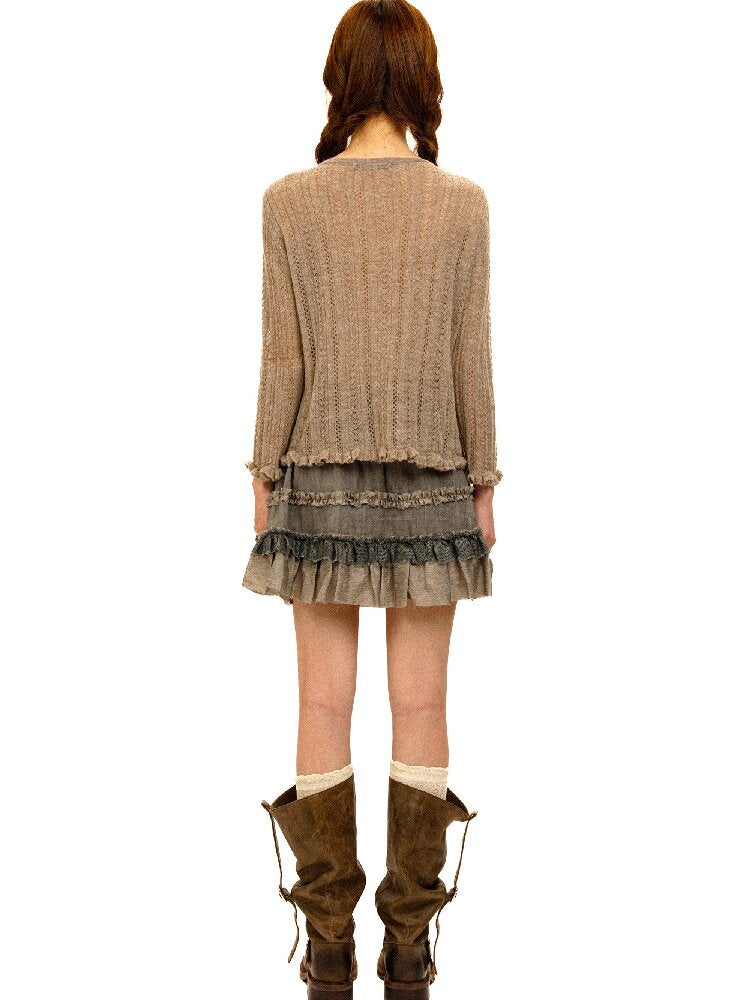 Hollow Twisted Knit Cardigan【s0000017932】