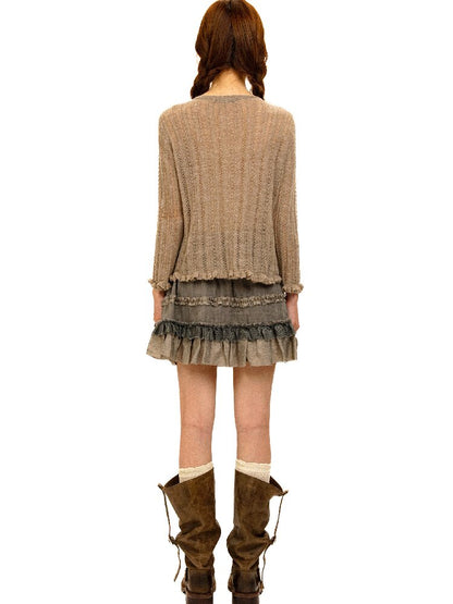 Hollow Twisted Knit Cardigan【s0000017932】