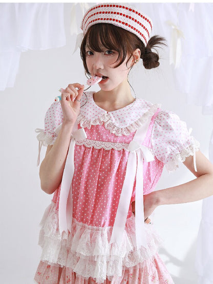 Pink Polka Dot Bow Inner Shirt【s0000016554】