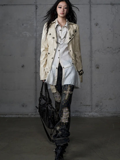 Leather Detachable Long-Sleeved Shirt【s0000014119】