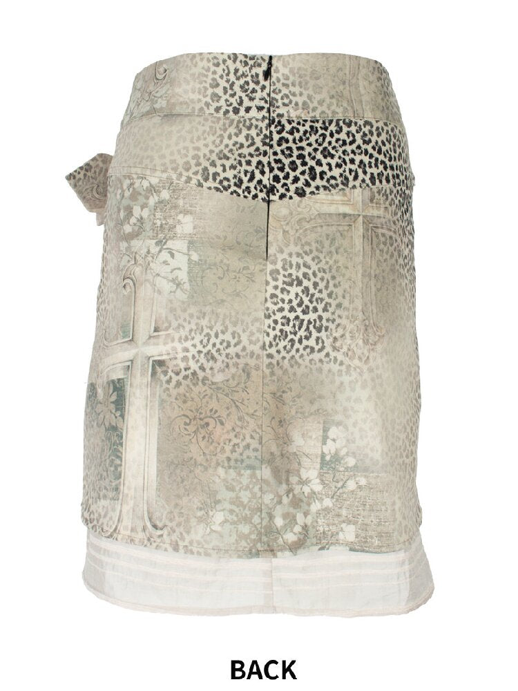 Cross Leopard Bow Midi Skirt【s0000018096】