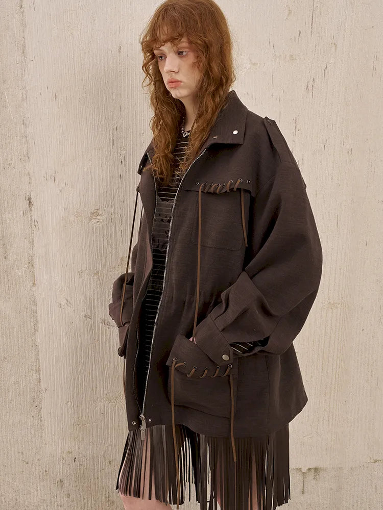 Pocket Drawstring Windbreaker-Style Trench Coat【s0000014060】