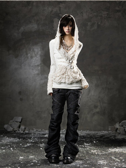 Double Waist Scimitar Denim Pants【s0000015945】