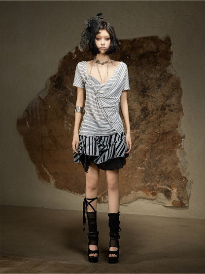 Vintage Punk Irregular Knit T-shirt【s0000016880】