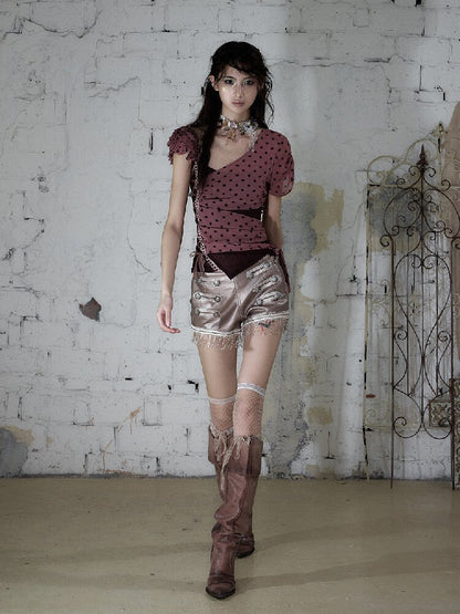 NO RCourt Punk Metal Chain Slim Shorts【s0000017236】