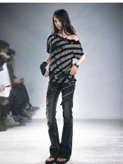 Splicing Hole Grunge Straight Jeans【s0000016284】