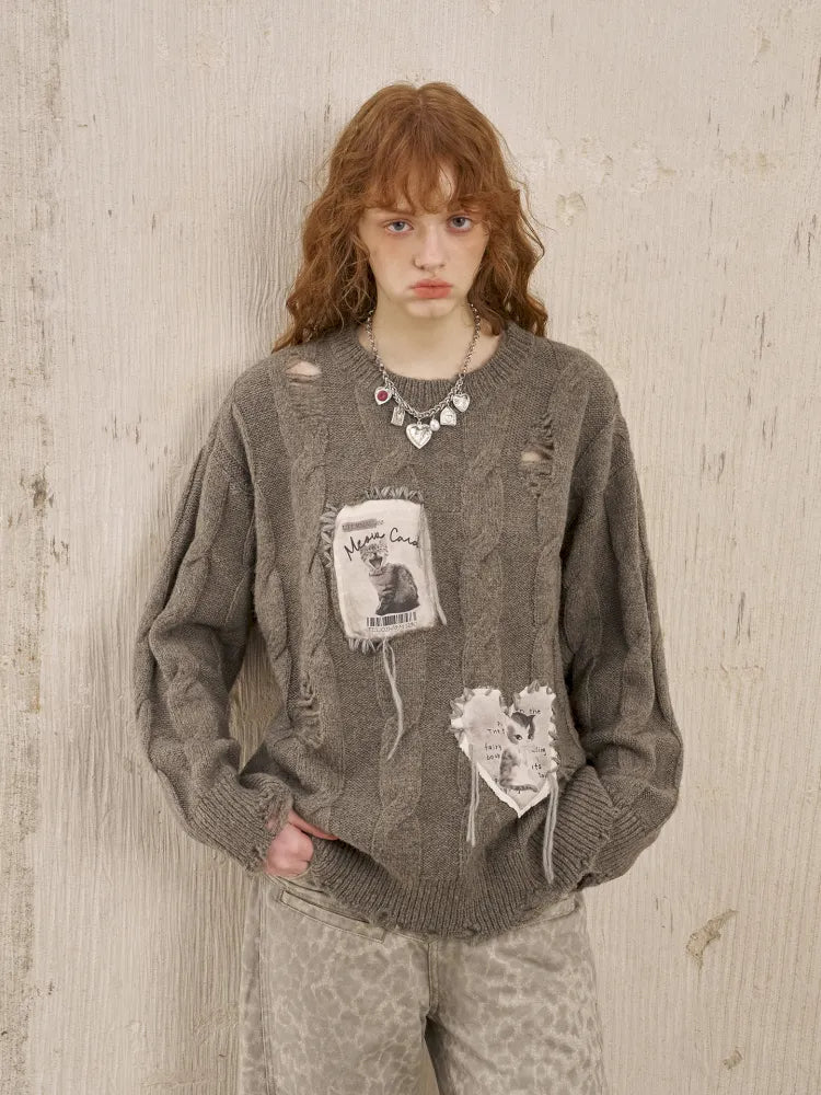 Long Sleeve Oversized Cable-Knit Pullover Sweater【s0000014051】