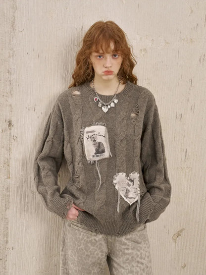 Long Sleeve Oversized Cable-Knit Pullover Sweater【s0000014051】