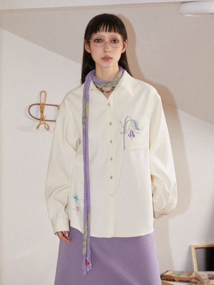 Floral Embroider Long Sleeve Blouse [S0000010102]