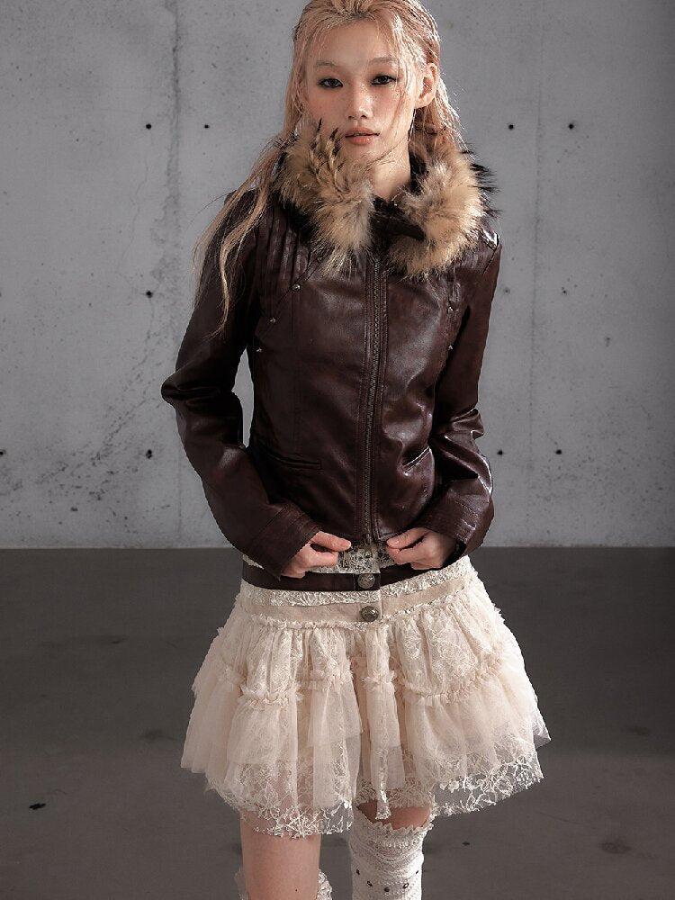 Riveted PU Leather Split Jacket【s0000019156】