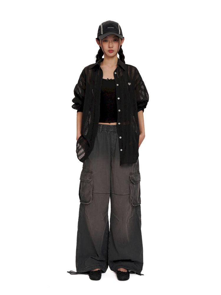 Drawstring Peplum work pants【s0000012494】