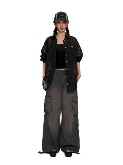 Drawstring Peplum work pants【s0000012494】