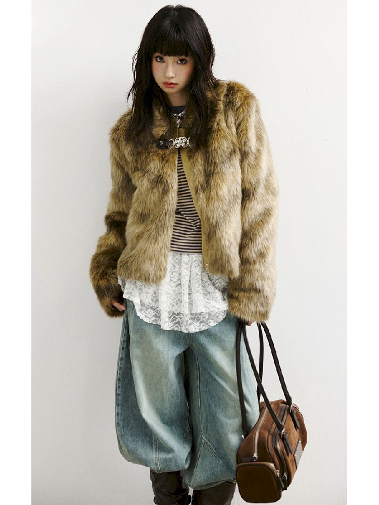 짧은 재킷 모피 코트 [S0000011426]