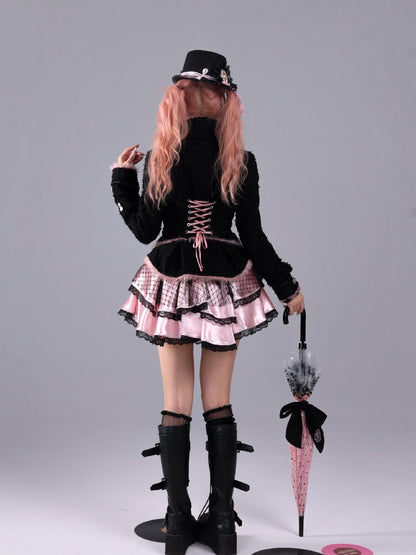 Black Sweet Woolen Tunic Jacket【s0000016224】