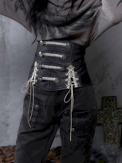 Double-breasted belted waist belt【s0000014464】