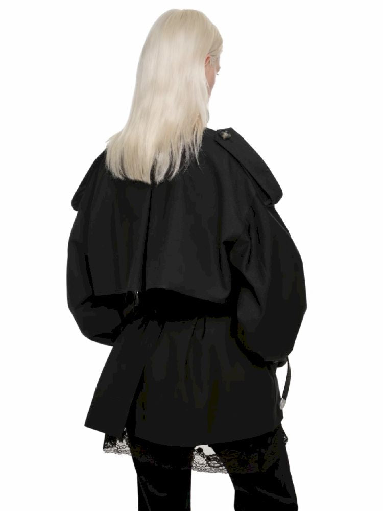 Double Breasted Large Lapel Mid-Length Trench Coat【s0000011577】