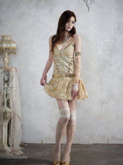 Vintage Court Punk Sequin Dress【s0000017858】