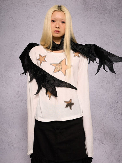 Star Hollow Mesh Embroidery Top【s0000019141】
