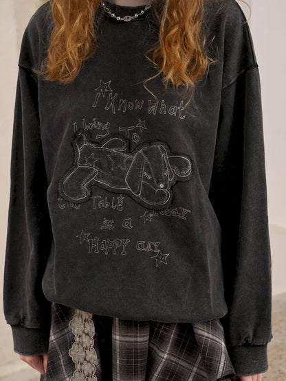 Oversized Long-Sleeve Pullover Sweatshirt【s0000014050】