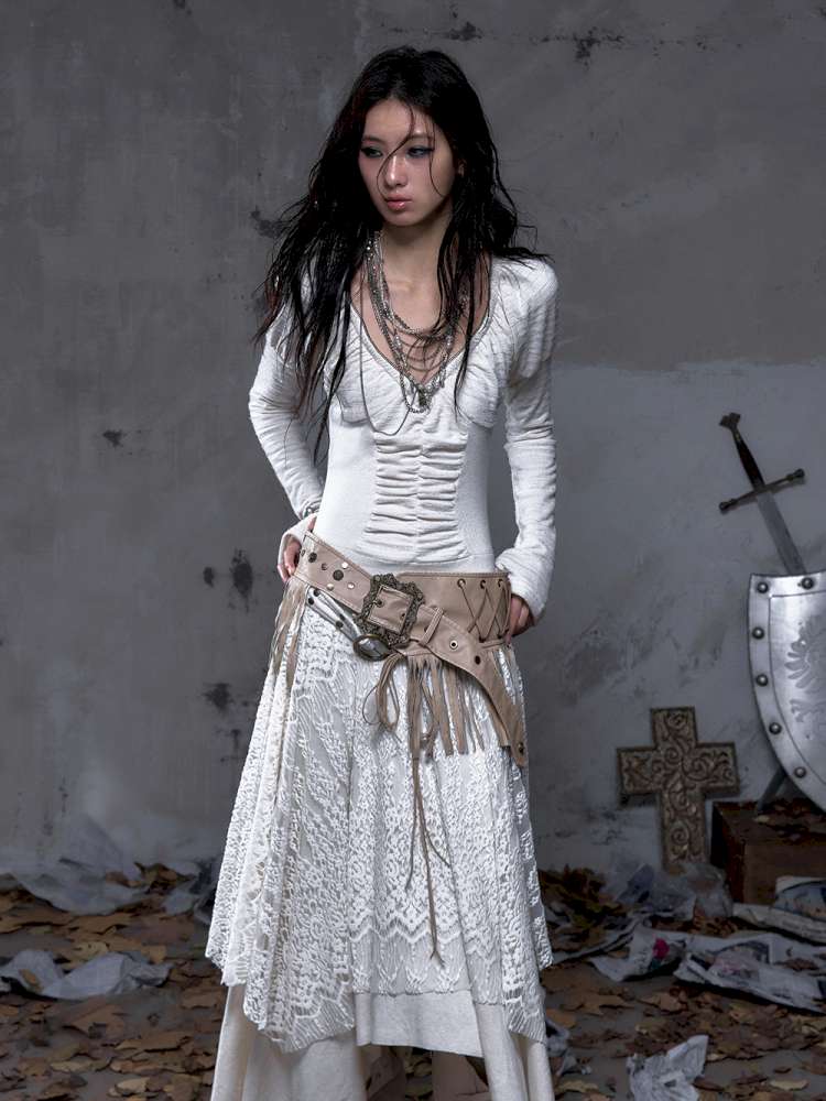 Heavy-Duty Fringe Wide Leather Belt【s0000014476】