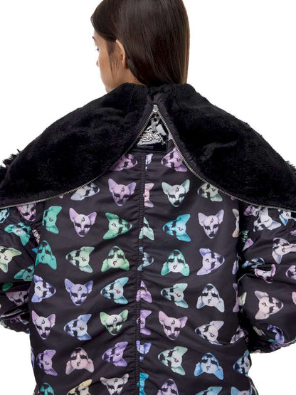 Black Metal Fur Collar Cotton Suit【s0000015129】