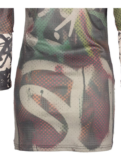 Graffiti Stitched Sleeve T-Shirt【s0000018062】