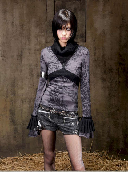 Contrast Slim Knit Long Sleeve Tee【s0000015083】