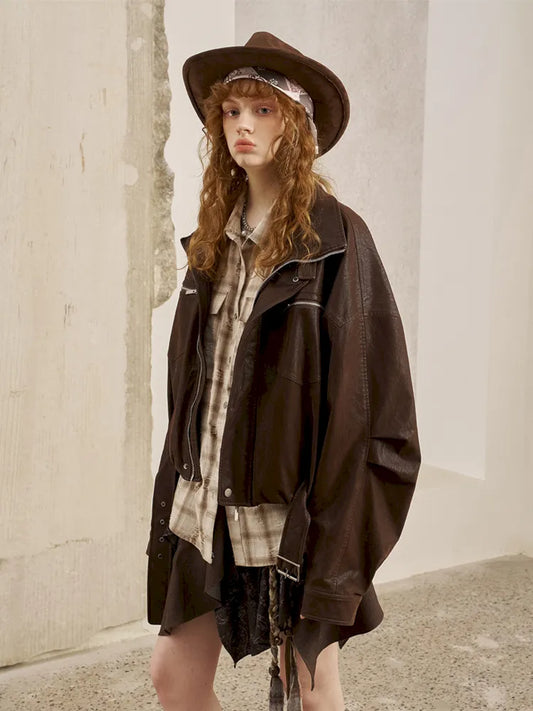 Stand Collar Motorcycle Leather Jacket【s0000014042】