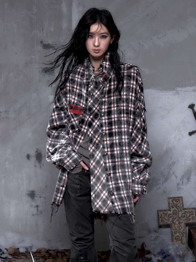 Rock Rebel Punk Check Shirt Jacket【s0000014656】