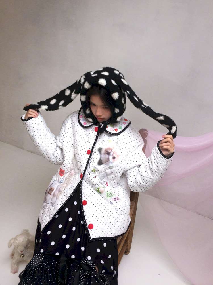 Notebook-Style Printed Cat Cotton Coat【s0000014527】