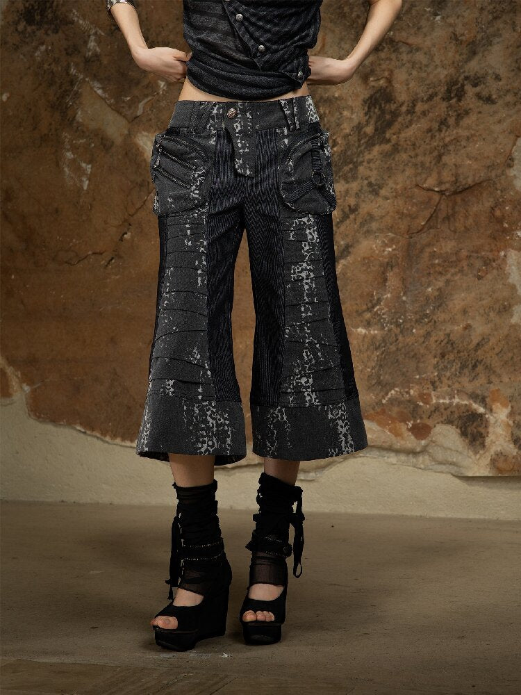 Dark Punk Cropped Bootcut Pants【s0000016887】