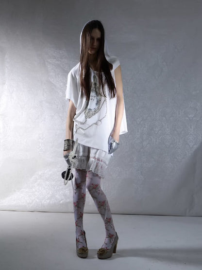 Vintage Gem Print Diamond T-Shirt【s0000015913】