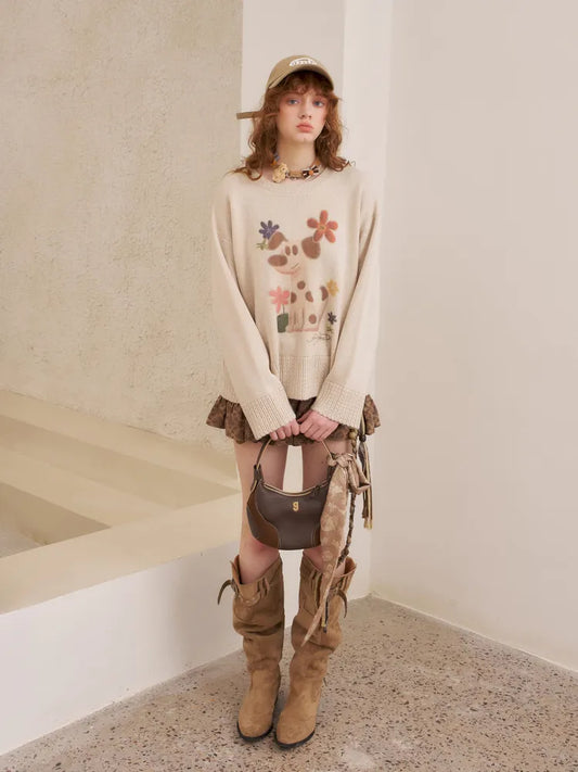 Openwork Oversized Pullover Knit Sweater【s0000014086】