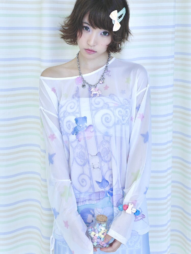 Mesh Long Sleeve Cover-Up T-Shirt【s0000017478】