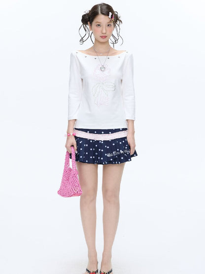 White Clover Hot Bead T-Shirt Top【s0000016408】