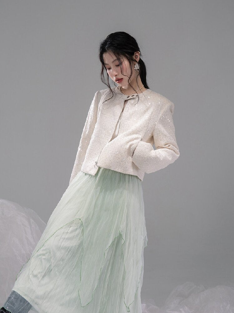 Liubo Gauze Green Irregular Skirt【s0000015738】