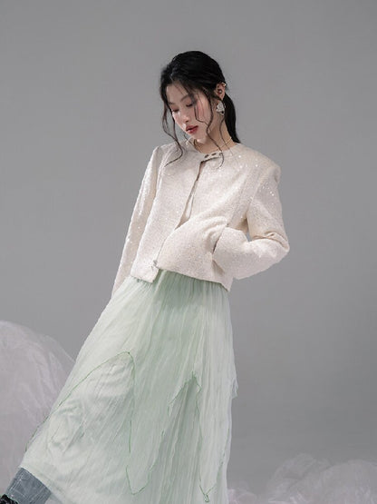 Liubo Gauze Green Irregular Skirt【s0000015738】
