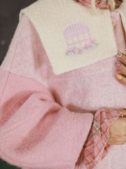 Dollhouse Embroidered Colorblocked Tweed Coat【s0000005691】