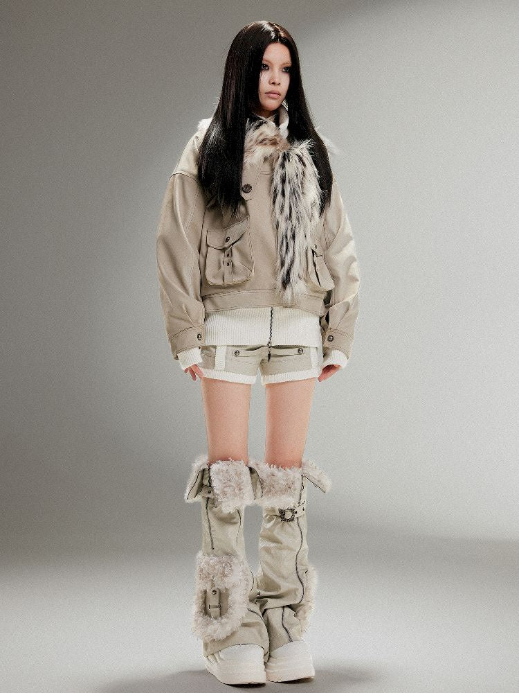 Fake Two Piece Pu Leather Jacket【s0000011252】