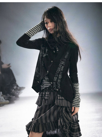 Layered Patchwork Striped Cardigan【s0000015451】