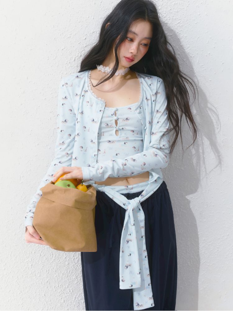 Printed Top Jacket Three Piece Set【s0000012159】