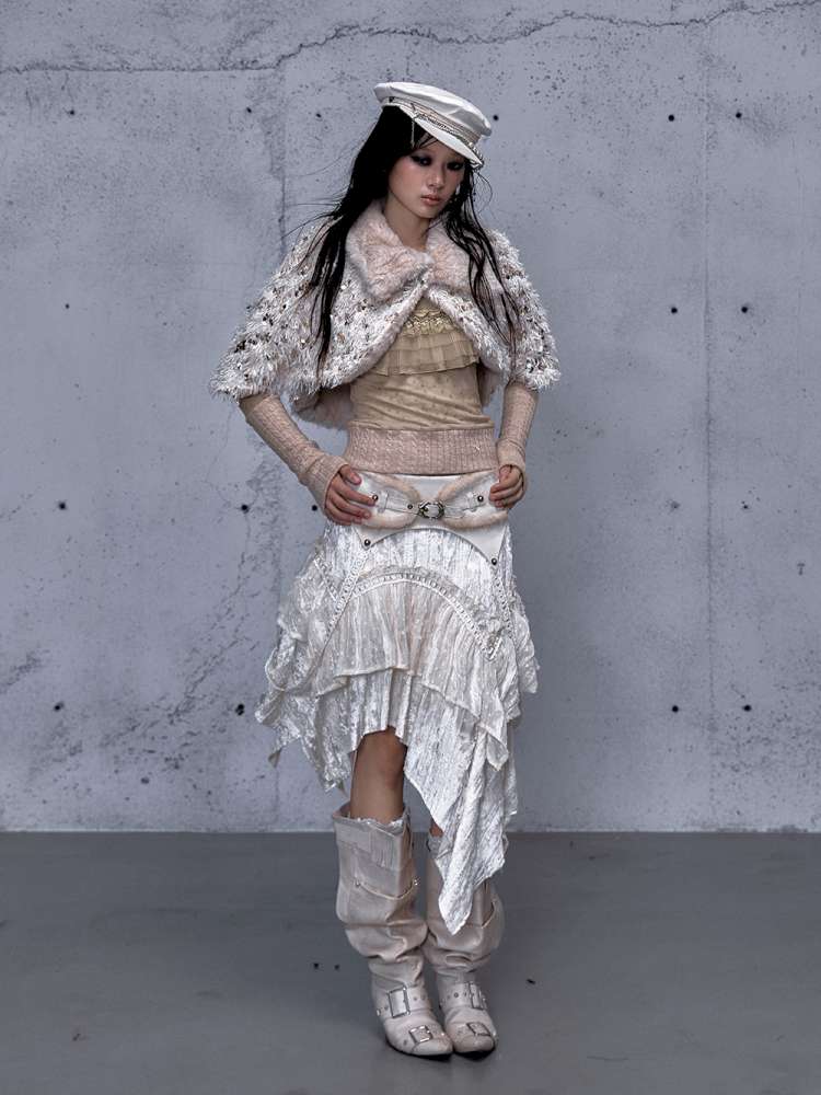 Vintage Lace Irregular Velvet Skirt【s0000014930】