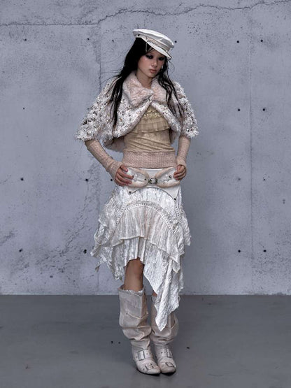 Vintage Lace Irregular Velvet Skirt【s0000014930】