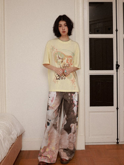 Doll Club Full Print Wide Leg Jeans【s0000015460】